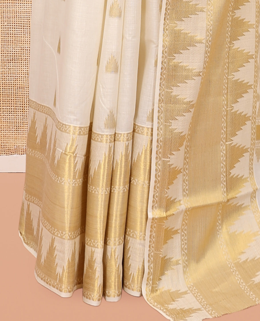 Cream Kerala Cotton Saree