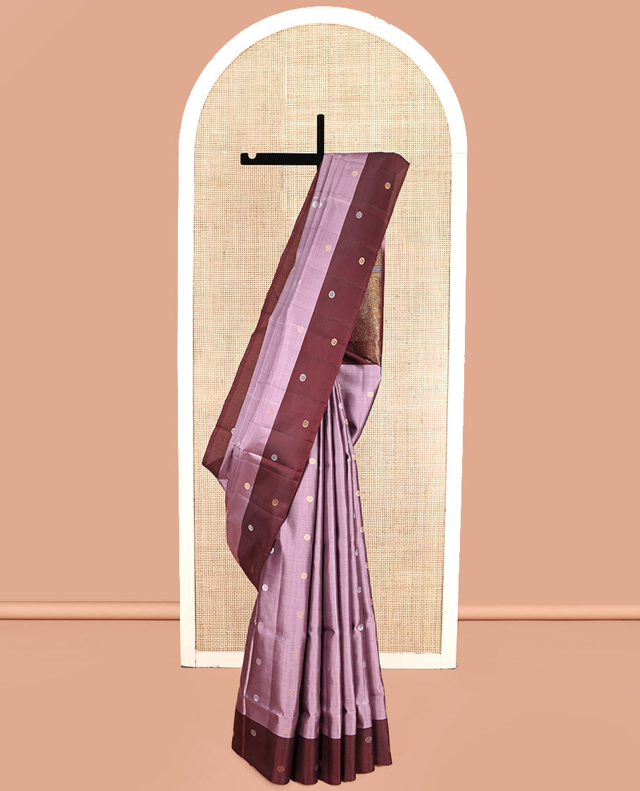 Purple Mayuri Lite Silk Mix Saree, Detailed with Zari Buttas, Complemented by Contrast Zari Buttas Border, Intricate Pallu, and a Contrast Blouse