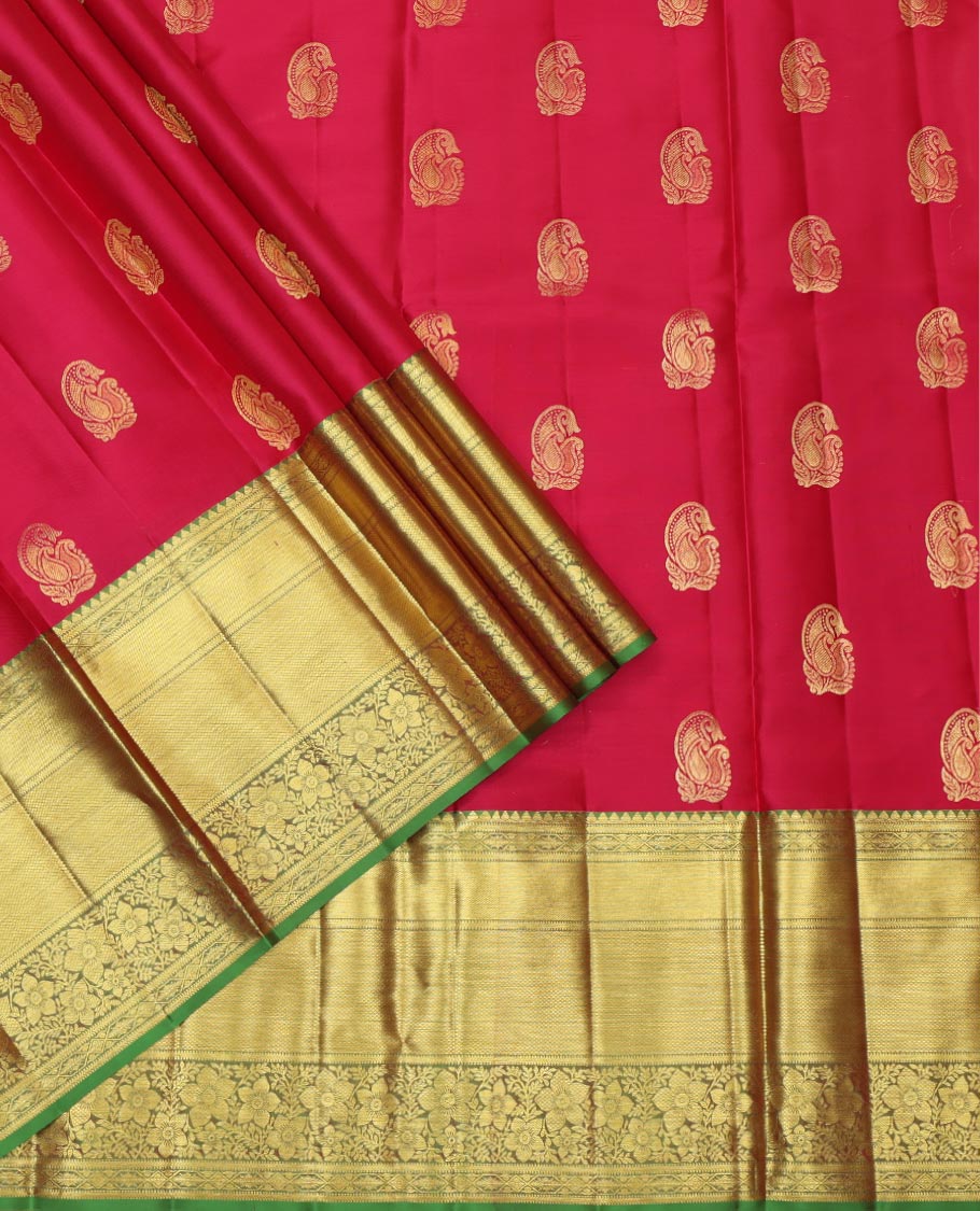 Red Pure Silk Pavadai Material Set