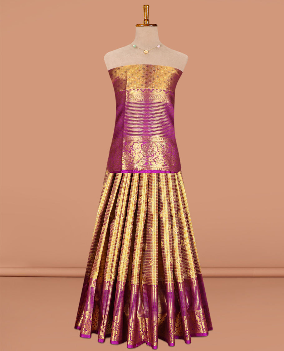 Mustard Pure Silk Navarathna Pavadai Material Set