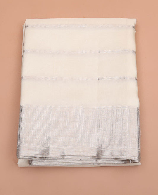 Cream zari Muthu kattam pure-silk double-layered dhoti with self-zari border of Muthu & ara maadam designs