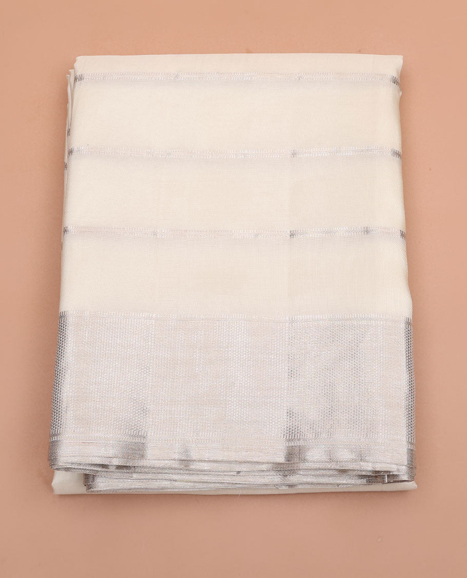 Cream zari Muthu kattam pure-silk double-layered dhoti with self-zari border of Muthu & ara maadam designs
