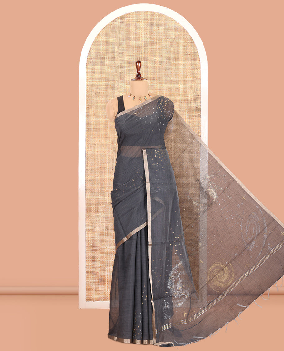 Elephant Grey Chanderi Cotton Saree