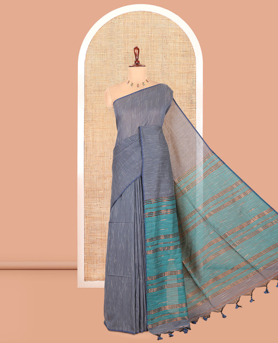 Borderless Grey Khadi Cotton Saree
