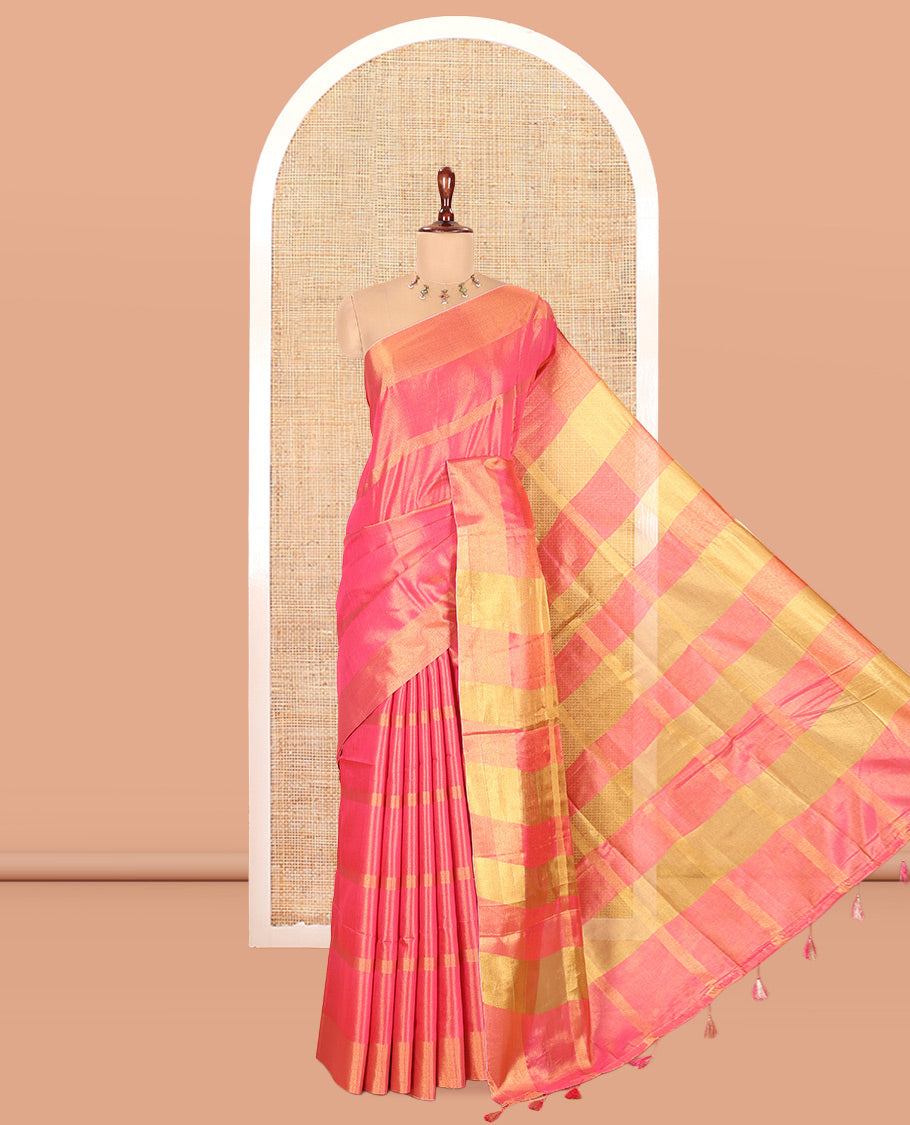 Rani Pink Tissue Cotton Saree