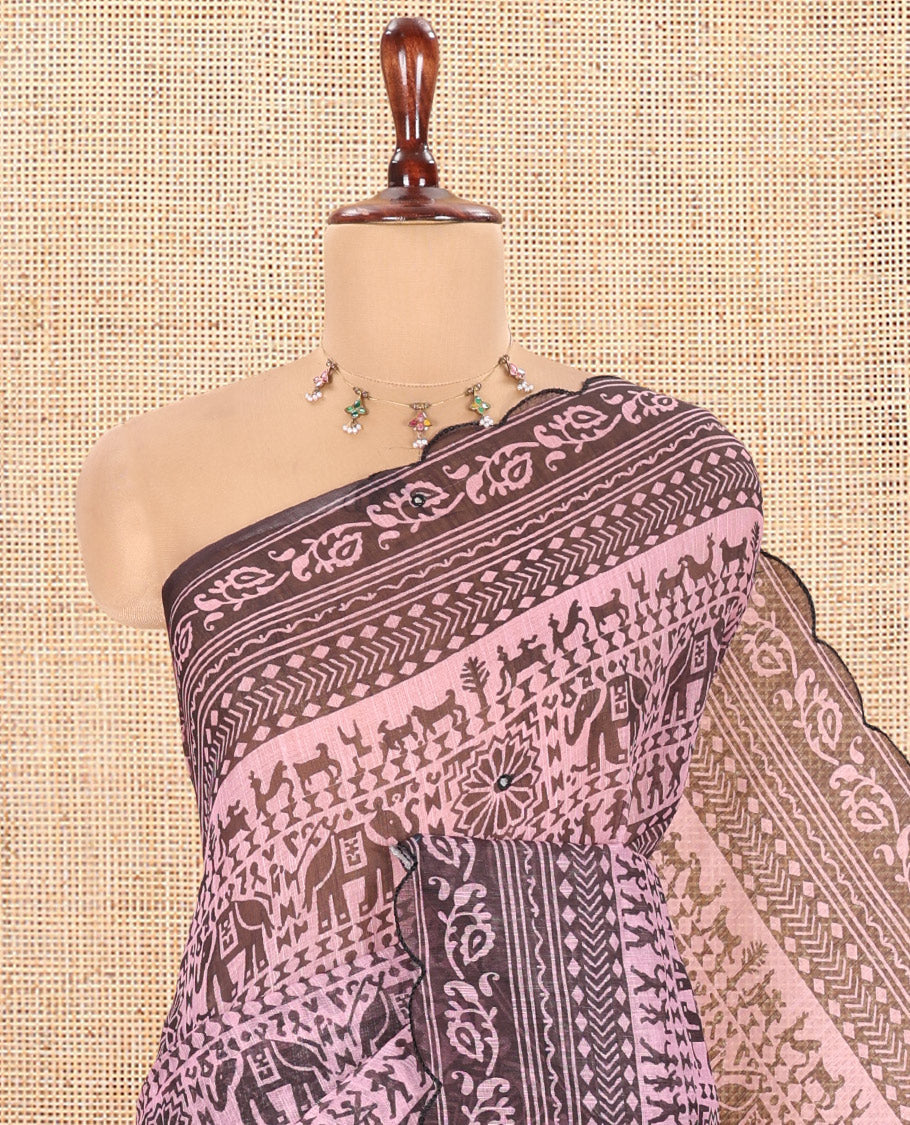 Lavender Linen Cotton Saree