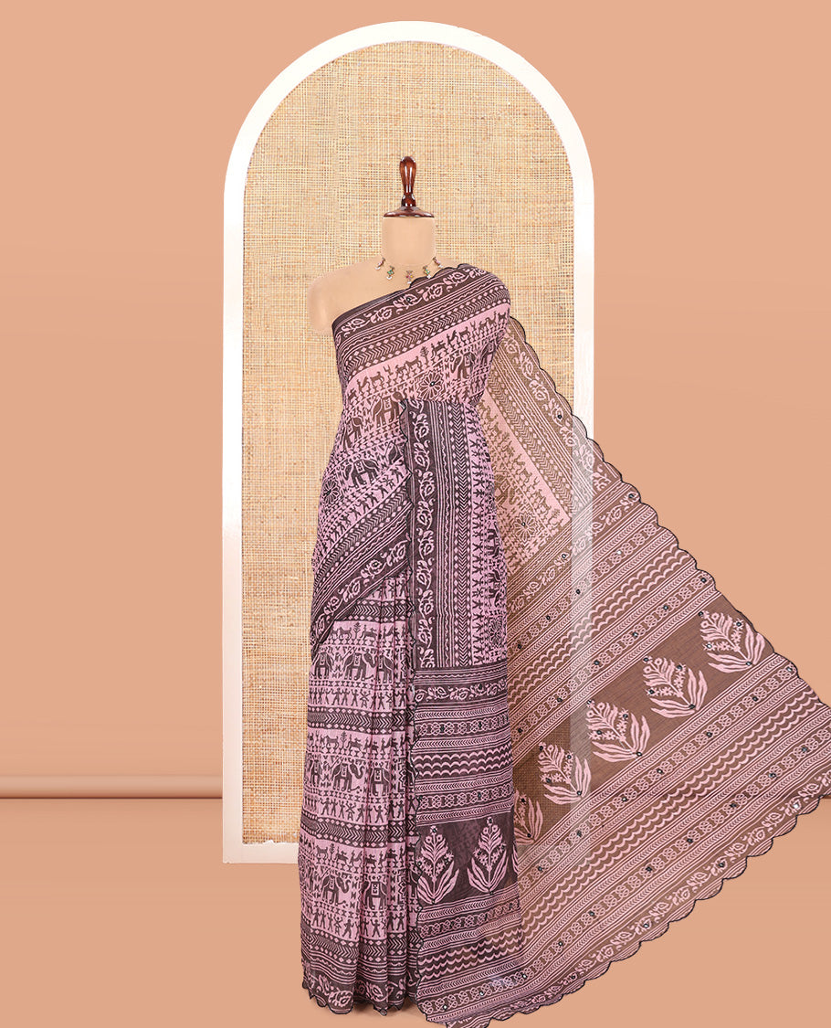 Lavender Linen Cotton Saree