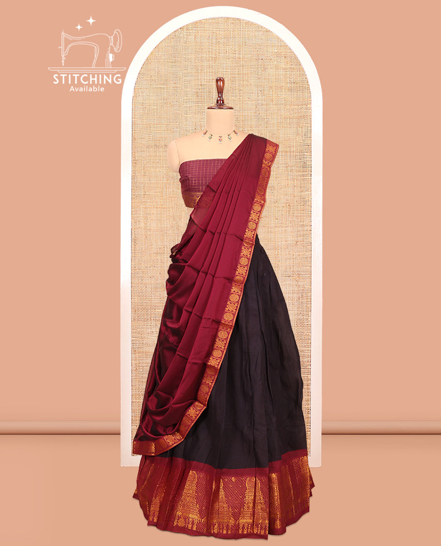 Black Sungudi Cotton Half-Saree