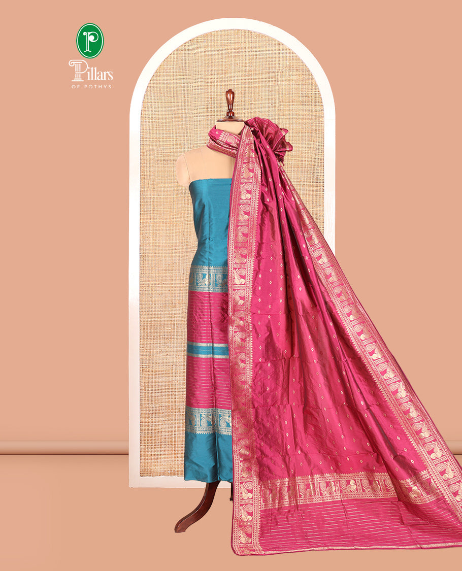 Rama Blue Semi-Silk Material Chudidar Set