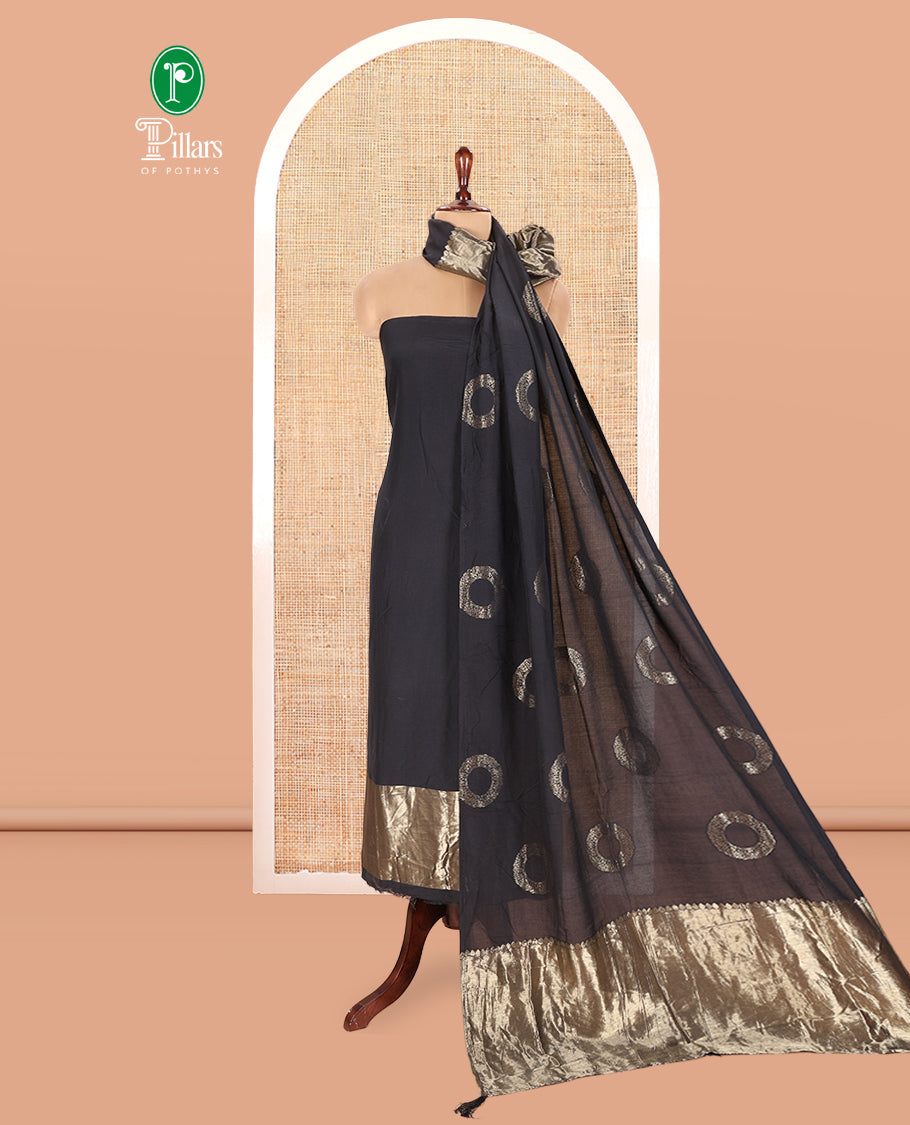 Black Semi-Silk Material Chudidar Set