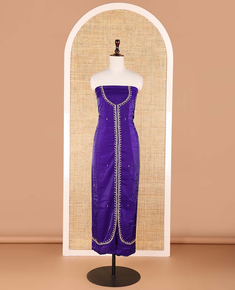 Blue sherwani pattern , hand work velvet organza chudidhar material top with american crepe pant & one side bead work dupatta