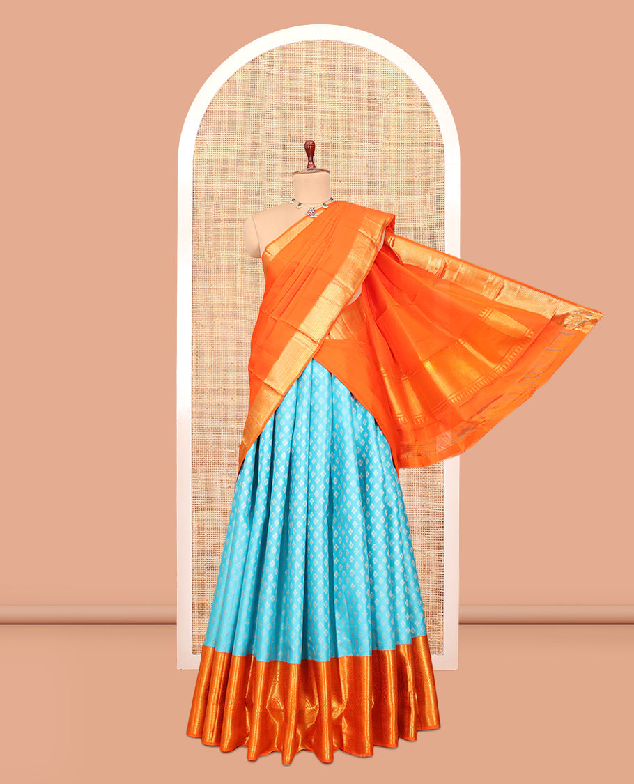Light Blue Pure-Silk Half-Saree