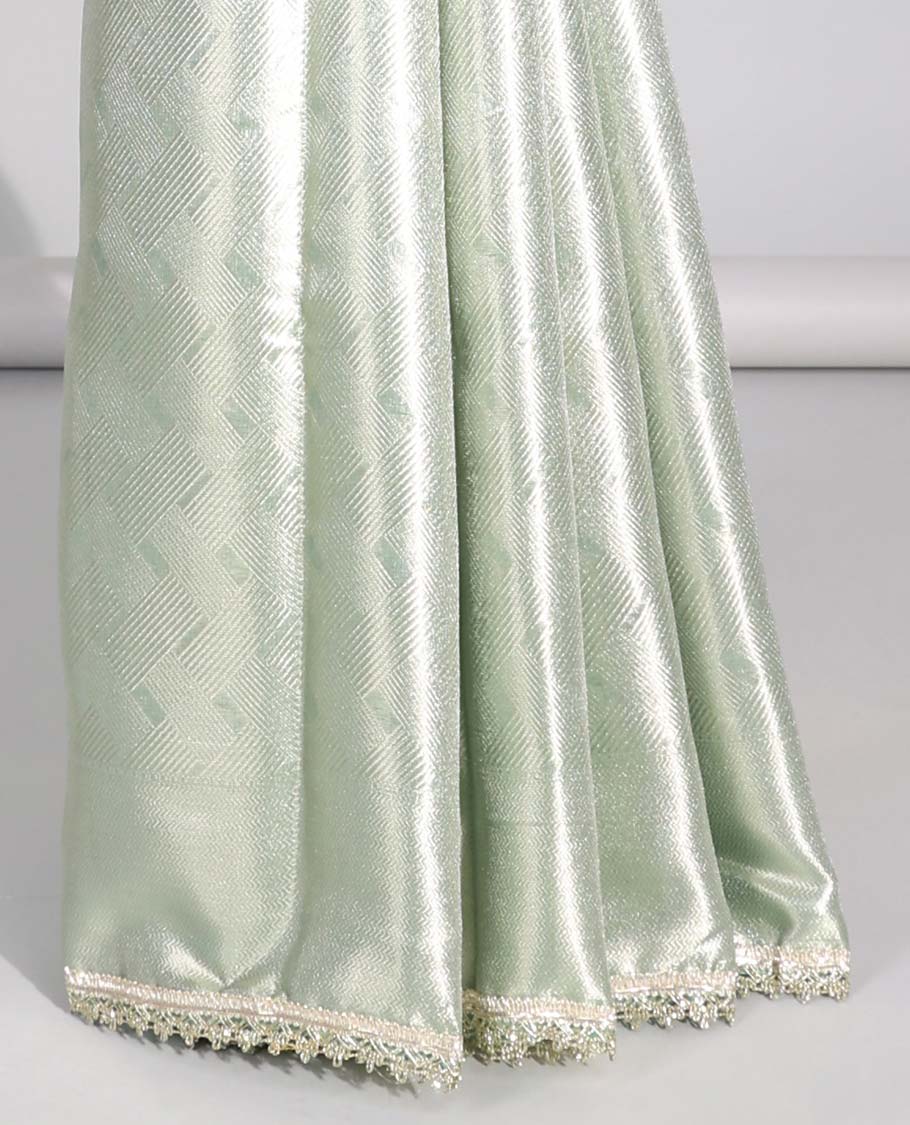 Mint green geometric design with self zari design border & intricate design pallu