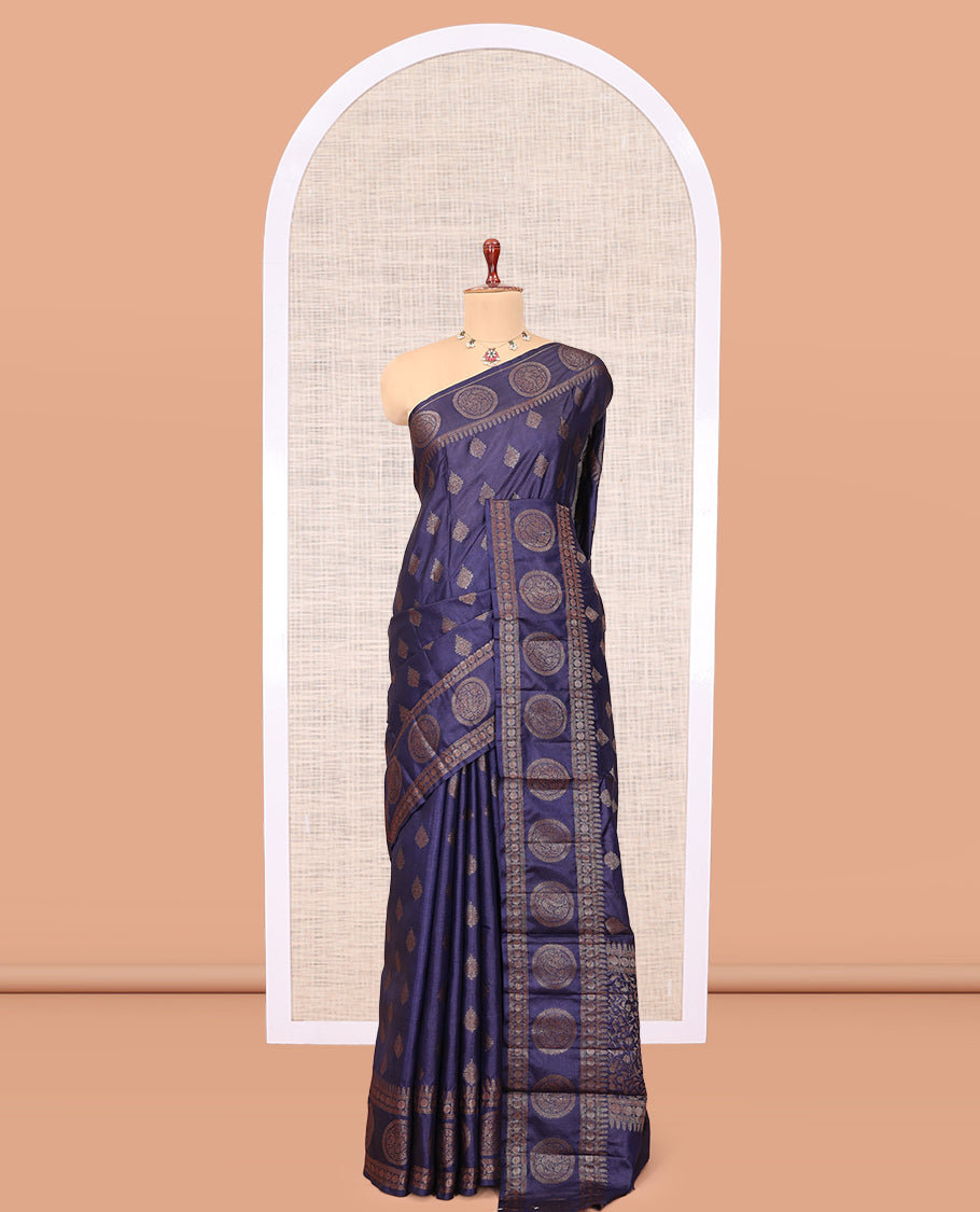 Blue Tussar Silk Saree