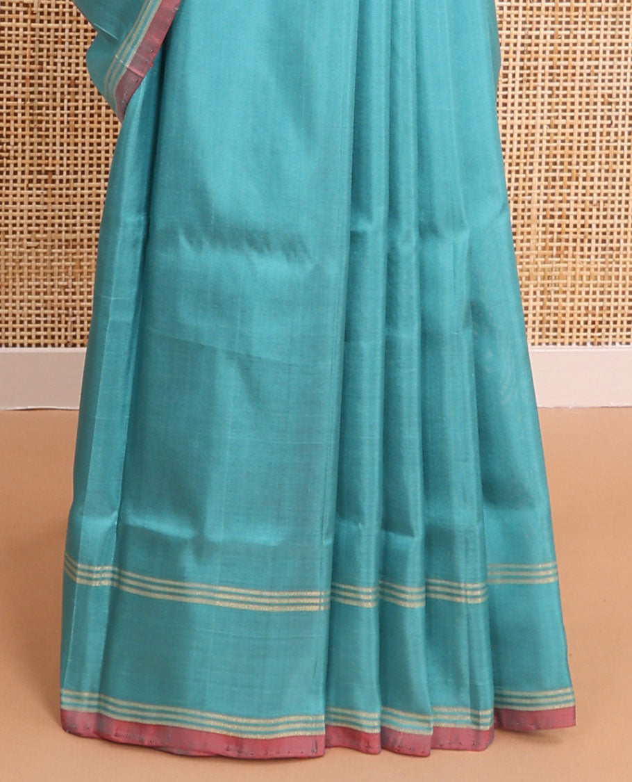 Light blue floral design uppada saree with self striped border & floral design pallu