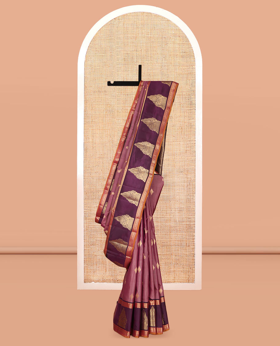 Pink Vasundhara Lite Silk Mix Saree, Elevated with Zari Buttas, a Contrast Traditional Zari Border, Jaal Pallu, and Contrast Blouse