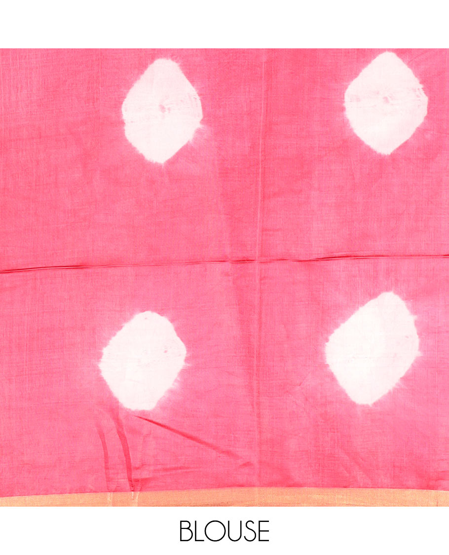 Yellow shibori printed banana pith saree, contrast piping border, and shibori printed pallu