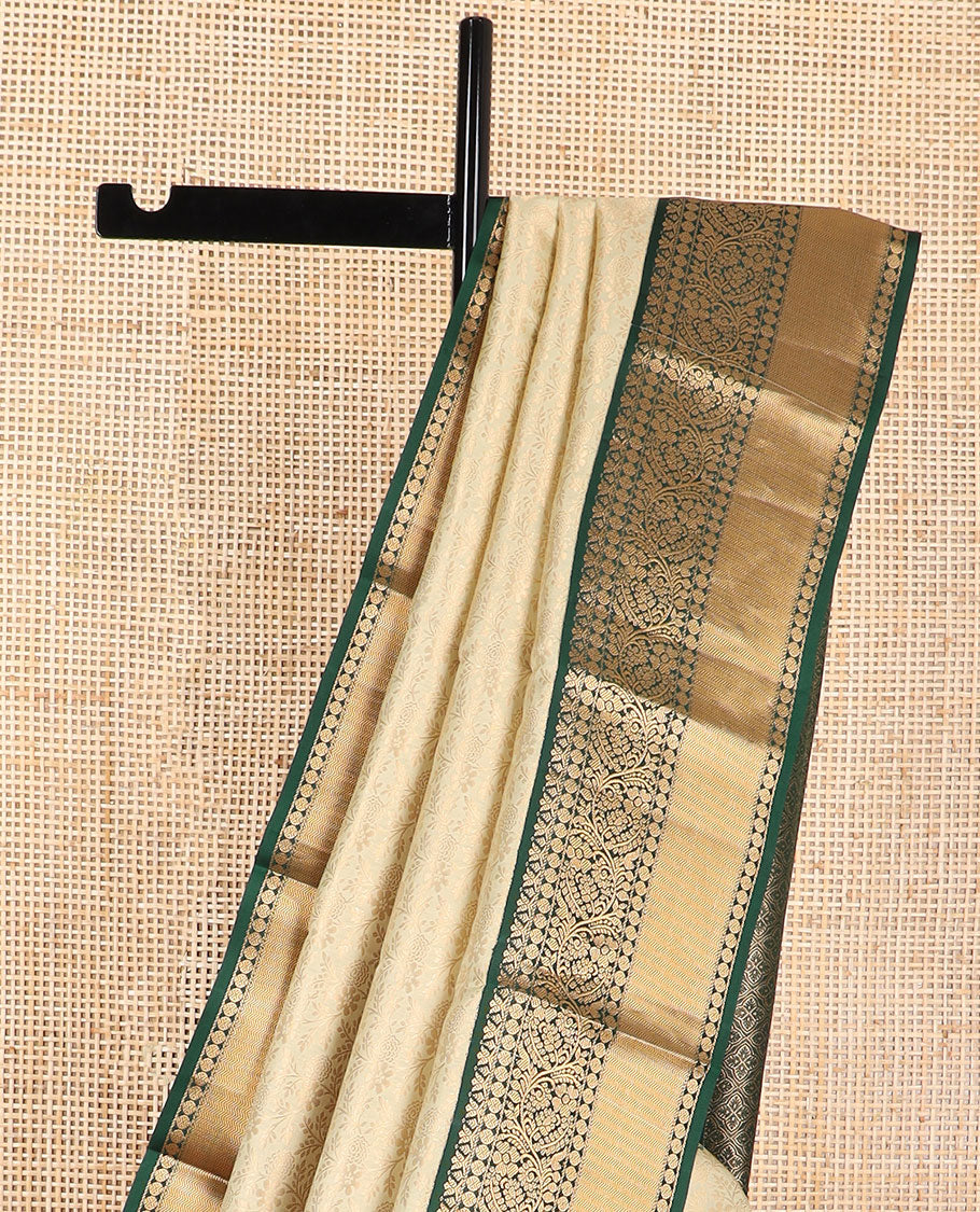 Sandal floral design kancheepuram silk saree with self border of intricate zari design border & floral design pallu