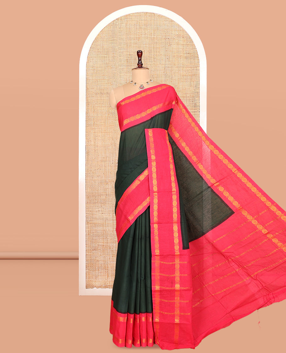 Green Plain Sungudi Cotton Saree