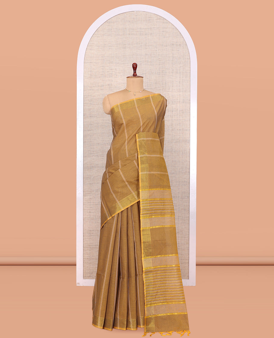 Mustard Jute Cotton Saree