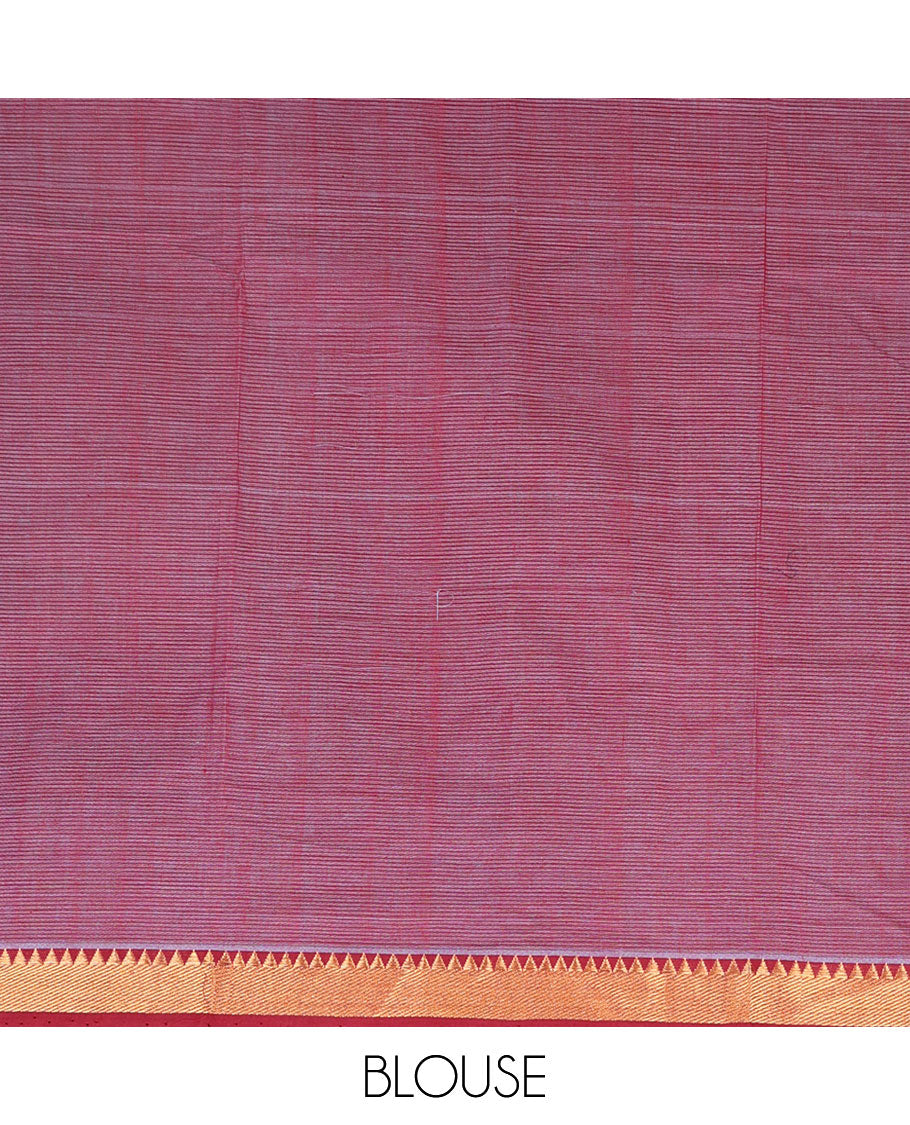 blue striped mangalagiri cotton saree with contrast zari design border & pallu of stripes