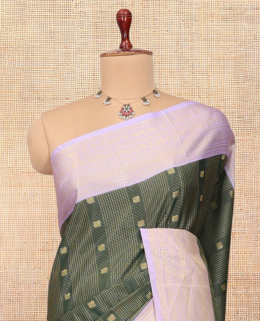 Green-Lavender Budget Silk Saree