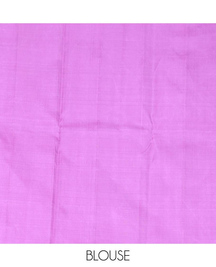 Turquoise zari buttas Kanchipuram silk saree, zari border of jaal designs, and contrast jaal pallu