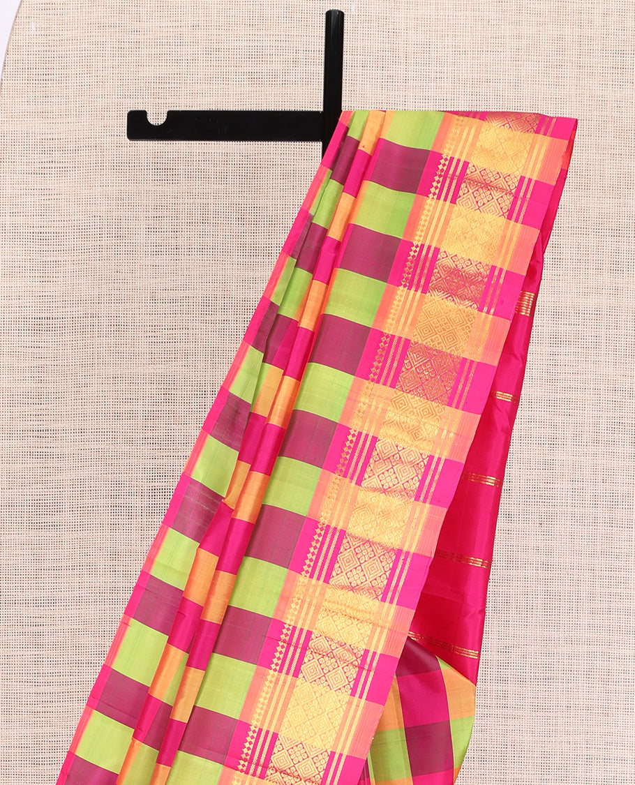 Multi-Color Checked Kanchipuram Silk Saree