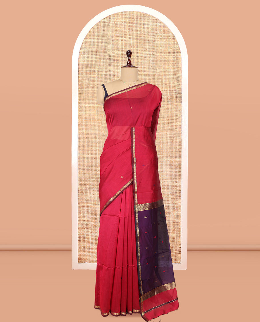 Red Maheshwari Cotton Saree