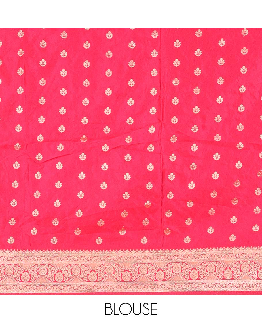 Blue lehenga set, zari buttas with contrast traditional design border skirt, contrast buttas blouse, and banarasi zari design dupatta