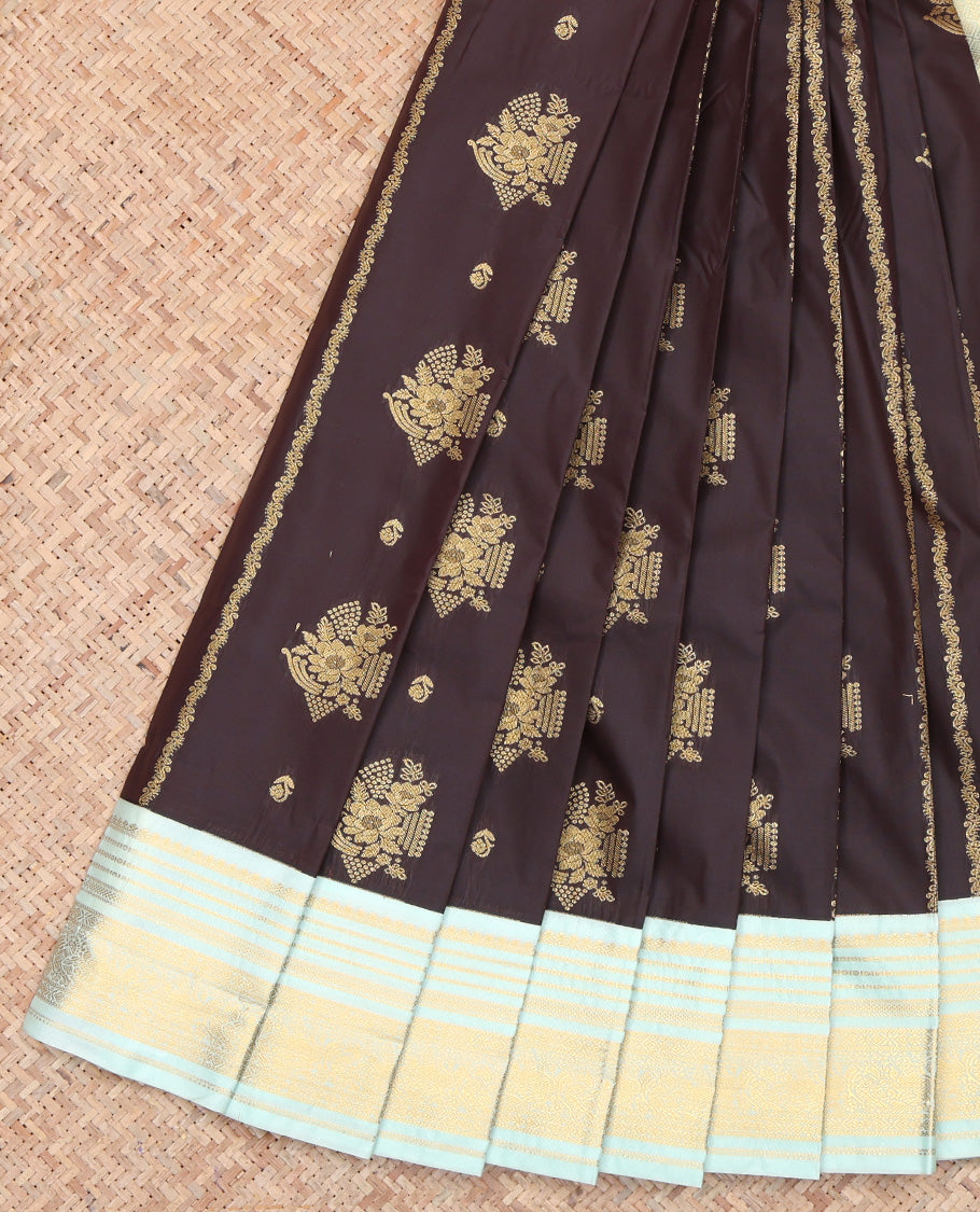 Brown Zari Border Budget Silk Saree