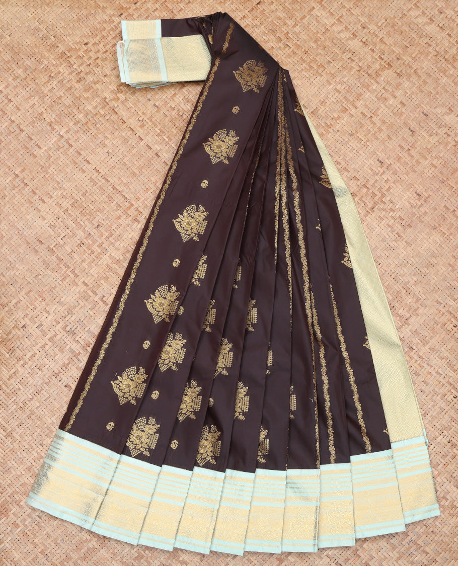 Brown Zari Border Budget Silk Saree