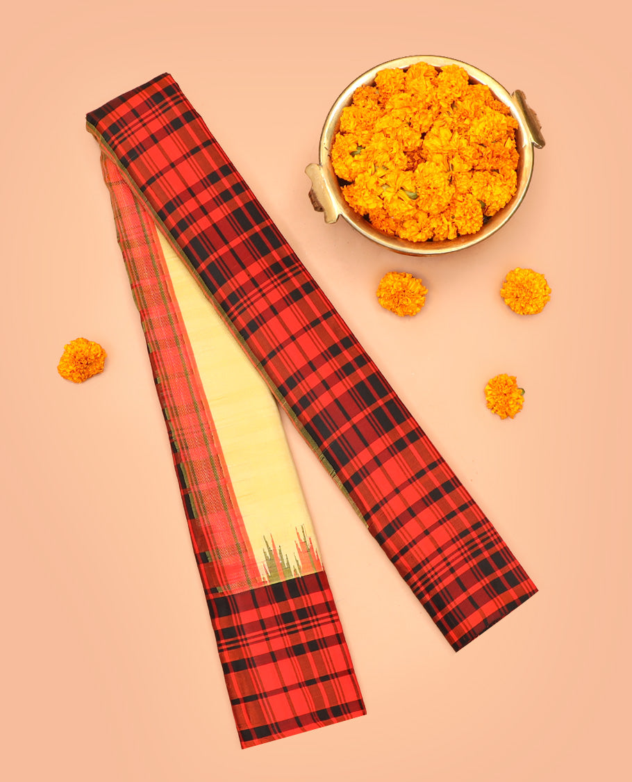 Light Gold Gadwal Silk Saree