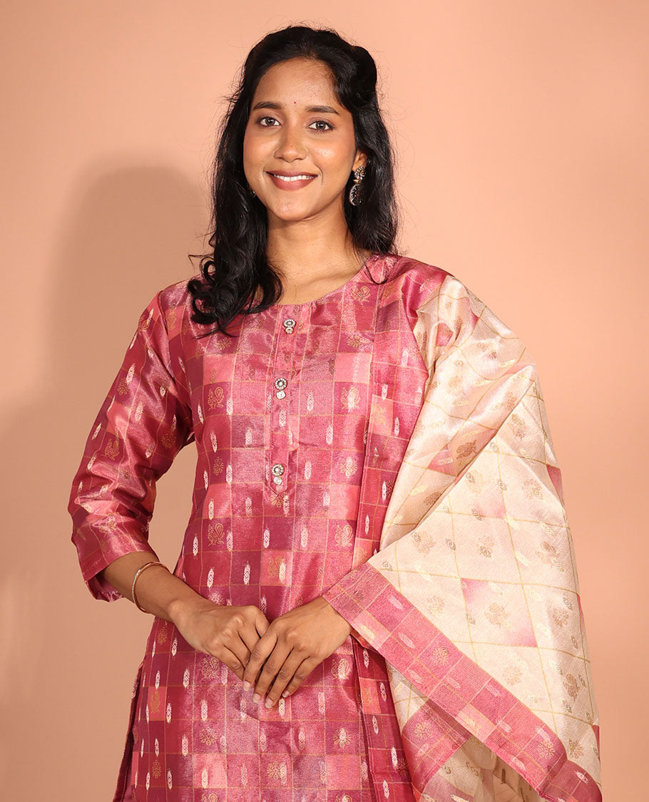 Red Kancheevaram Readymade Suit