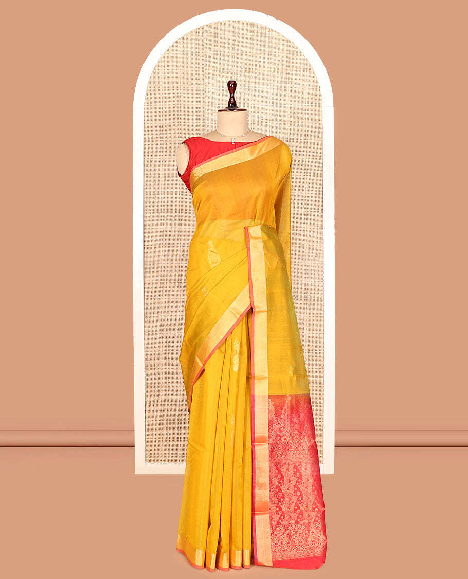 Yellow Silk Cotton Saree