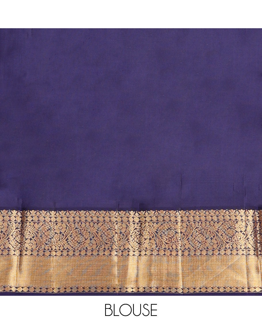 Turquoise blue jacquard wedding silk saree, contrast border of poun, kodi visiry & vanki design & jaal pallu