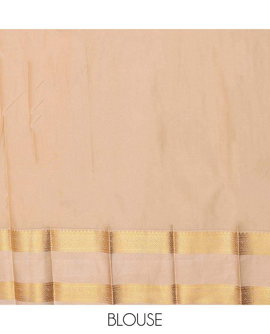 Purple Budget Silk Saree Enlivened with Gleaming Zari Stripes and Peacock Buttas, Highlighted with a Contrast Traditional Zari Design Rettai Pettu Border, Subtly Woven Jaal Pallu, and Paired with a Contrast Blouse