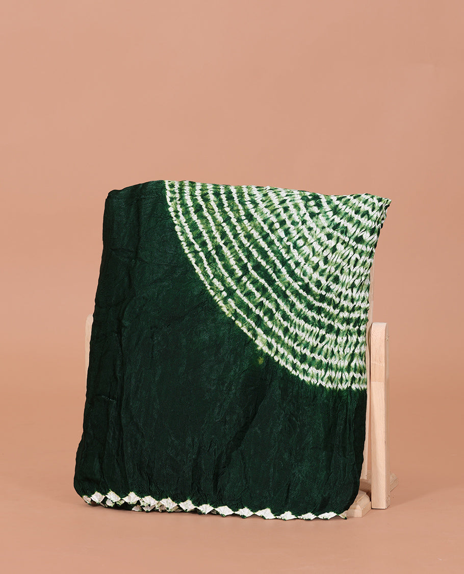 Borderless Green Bandhani Dola Silk Saree