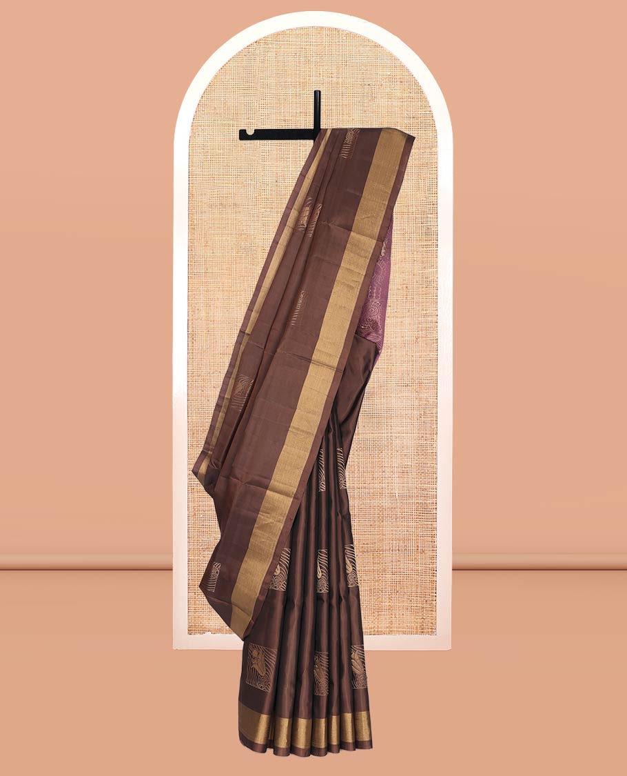 Brown Mayuri Lite Silk Mix Saree