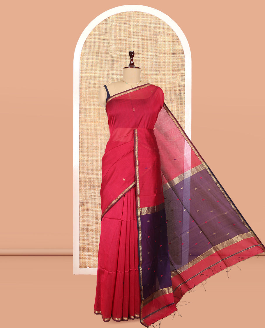 Red Maheshwari Cotton Saree