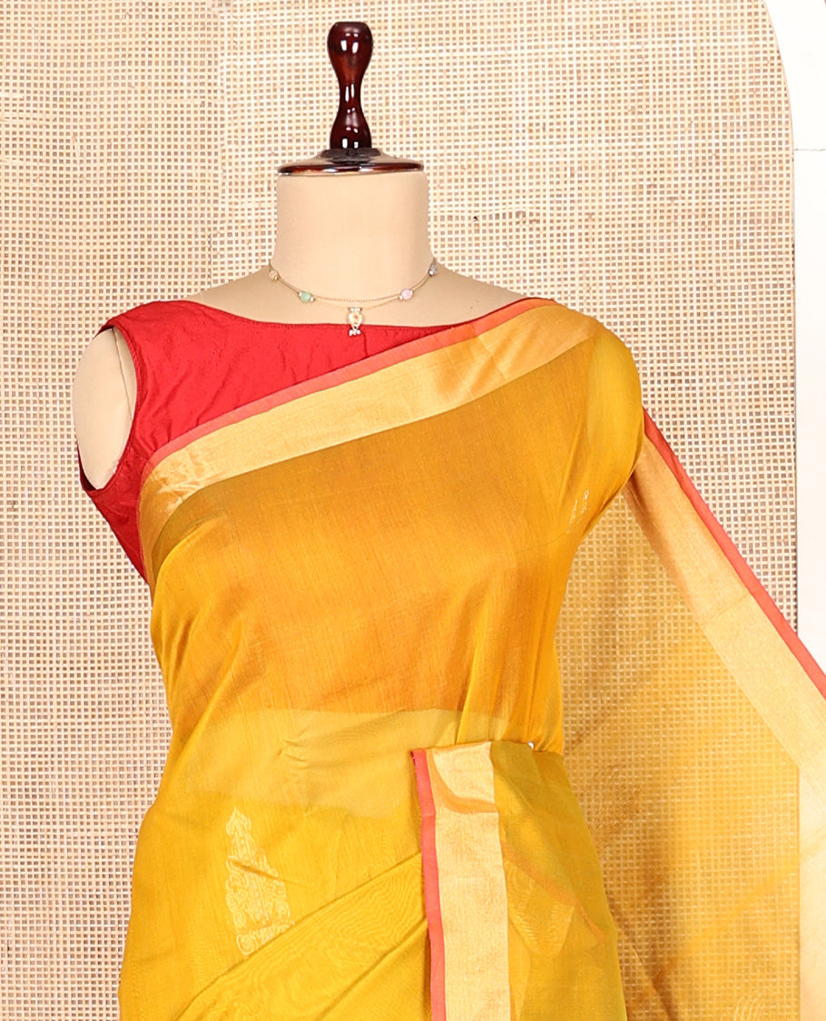 Yellow Silk Cotton Saree