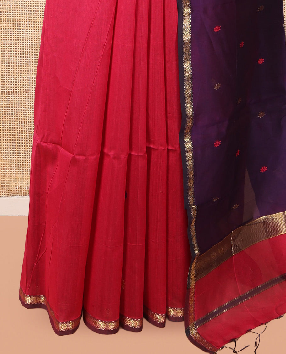 Red Maheshwari Cotton Saree
