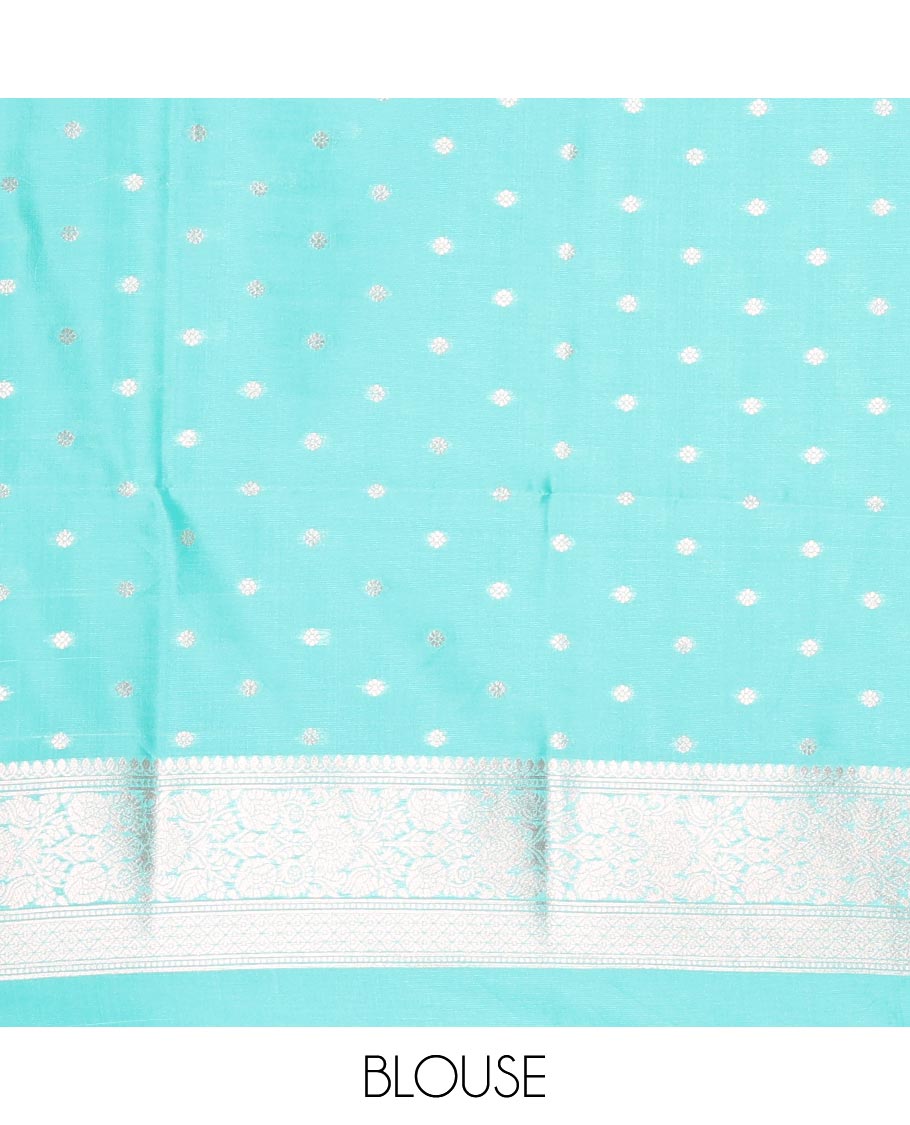 Sea Green Elite Soft Silk Saree, Elevated with Rudraksham Zari Buttas, Traditional Zari Border, Rich Pallu, and a Matching Blouse