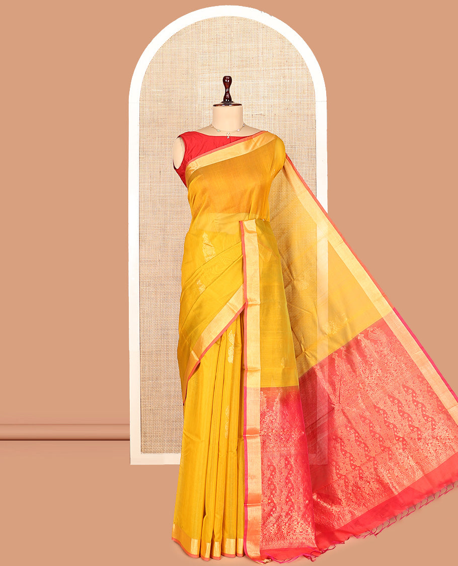 Yellow Silk Cotton Saree