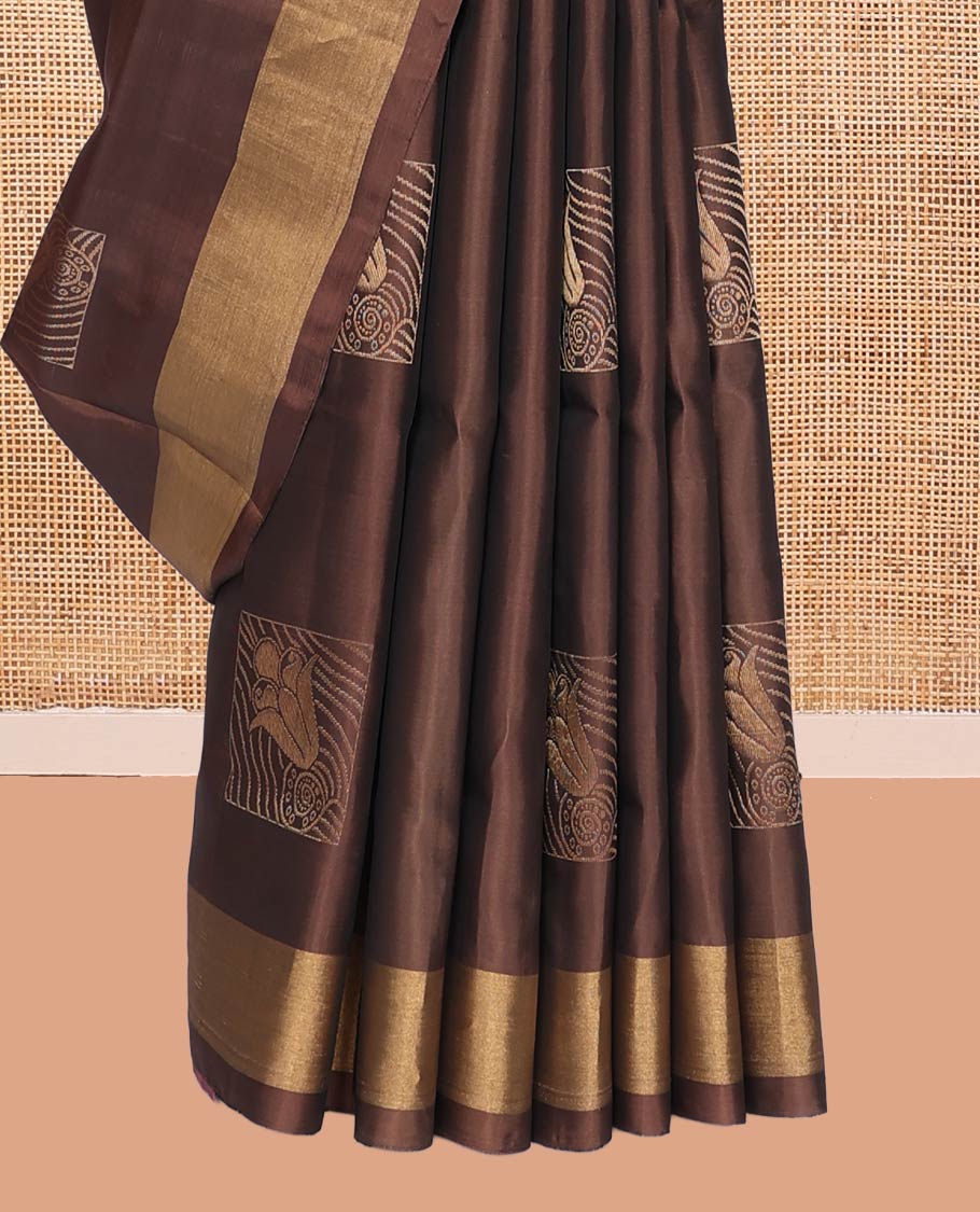 Brown Mayuri Lite Silk Mix Saree