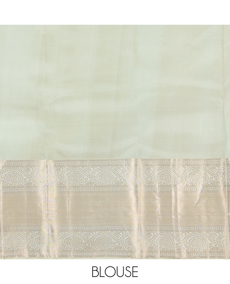 Blue Vasundhara Lite Silk Mix Saree, Elegantly Highlighted with Zari Buttas on Its Body, Complemented by a Contrast Zari Border of Banaras, Paisa, and Mayil Designs, Intricately Designed Pallu, and Paired with a Contrast Blouse