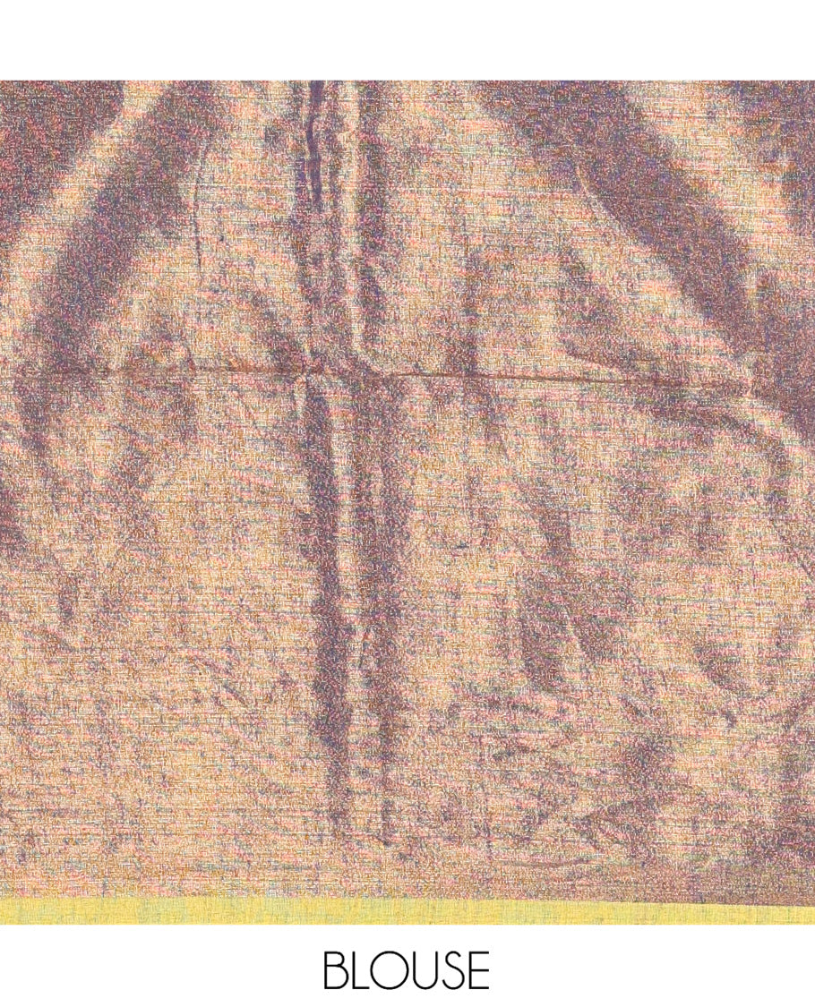 Borderless Navy Blue Plain Khadi Tissue Saree, a Self-Striped Pallu, and a Matching Blouse