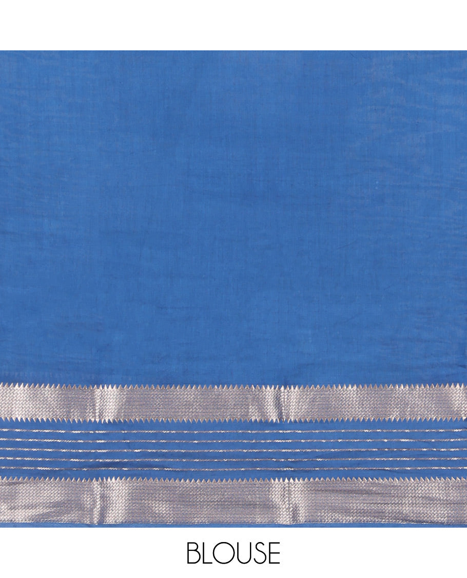 Purple Plain Assam Silk Saree, Complemented by Contrast Traditional Zari Border, Zari Woven Pallu, and Contrast Blouse