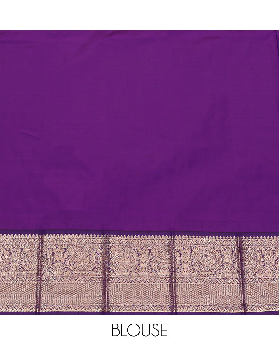 Light Sandal Budget Silk Saree, Subtly Sparkled With Zari Buttas All Over Its Body, Complemented by Contrast Traditional Zari Designs Woven Border, Grand Jaal Pallu and Paired with a Contrast Blouse