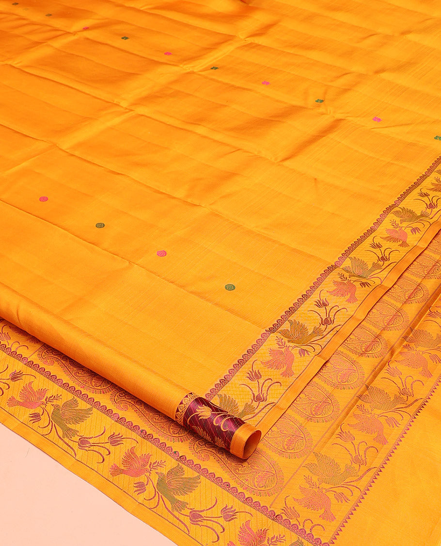 Orange Zari Butta Kanchi Silk